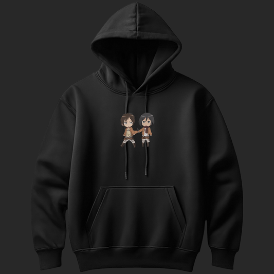 EREN & MIKASA EMBROIDERY HOODIE