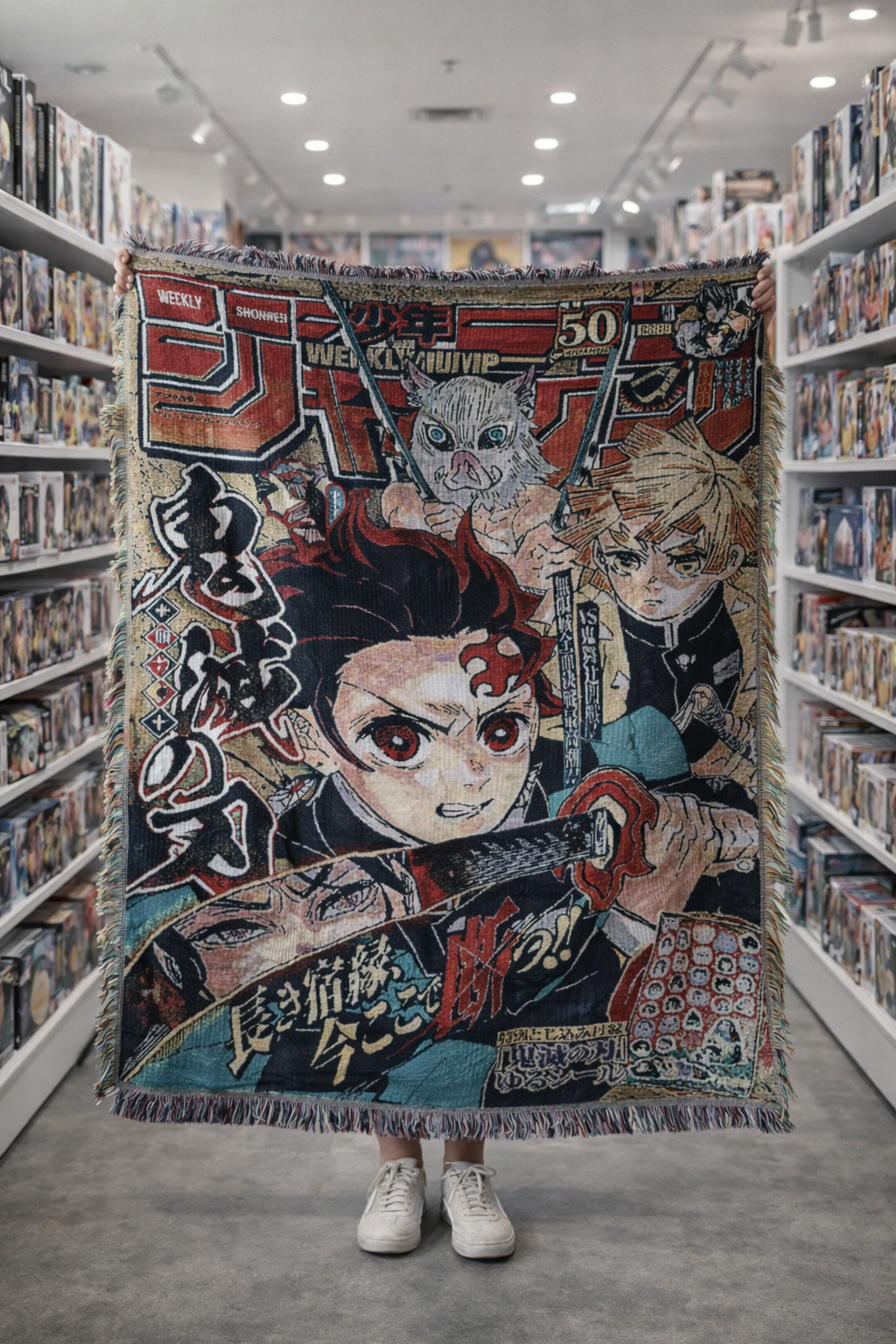 DEMON SLAYER HANDMADE ANIME WOVEN TAPESTRY BLANKET