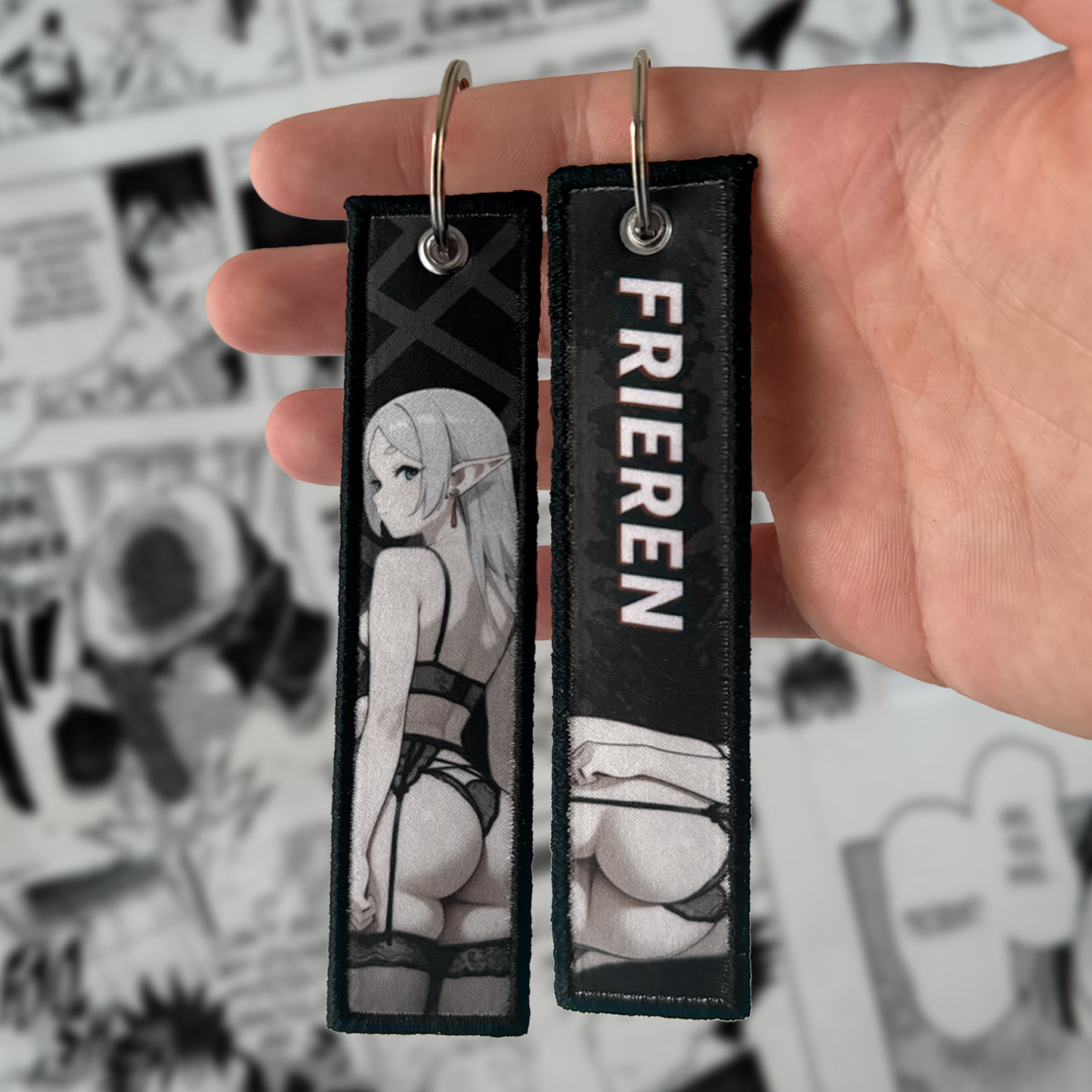FRIEREN B&W WAIFU JET TAG | KEYCHAIN